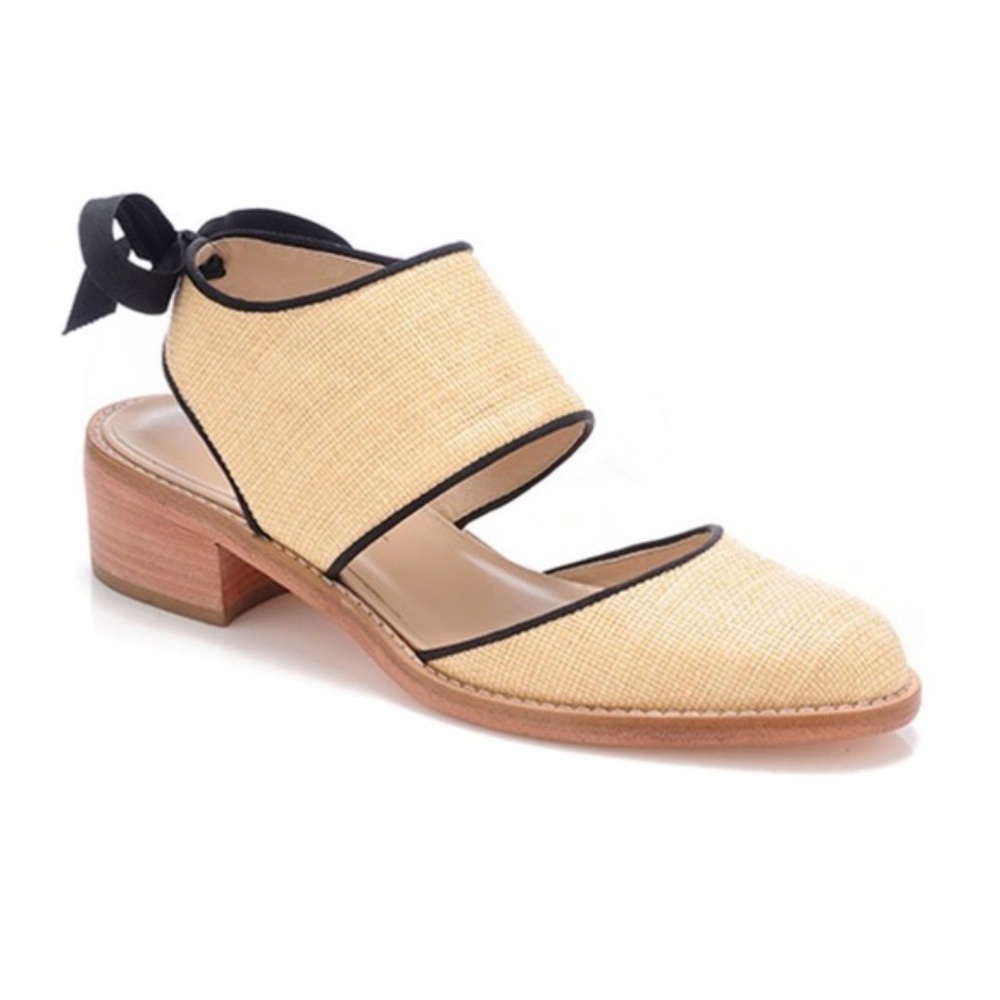 Natural Woven Straw Tatum Cut-out Oxfords